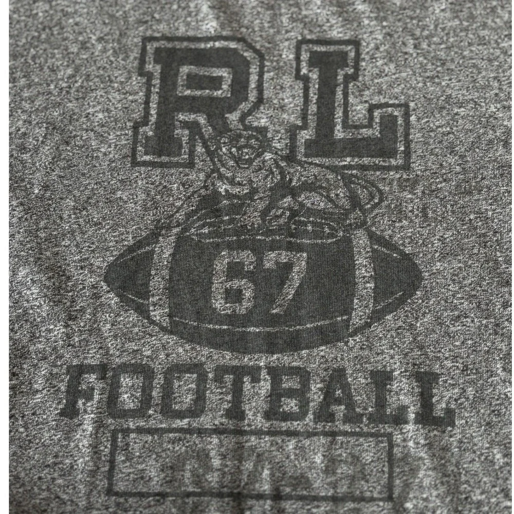 Polo Ralph Lauren Mens Marled Gray RL Football 67 Long Sleeve T-Shirt Large